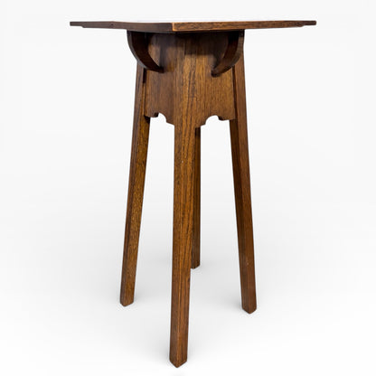 Arts Crafts Plant Stand – Solid Oak Occasional Table With Square Top
