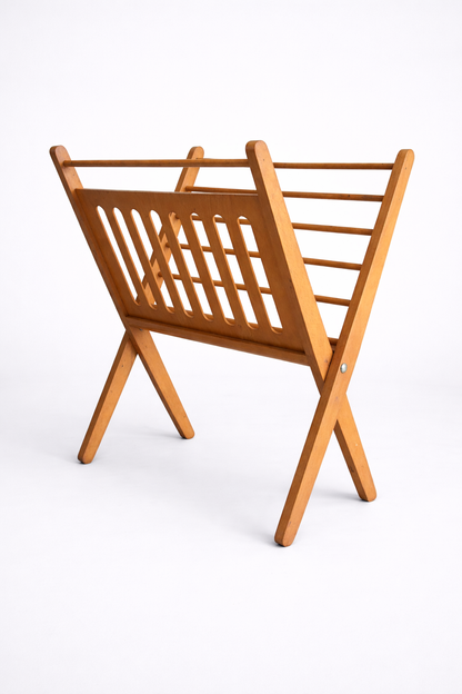 Mid Century Dutch Beech Folding Magazine Rack by Cees Braakman
