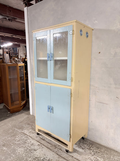 Esto Pale Blue & Cream Kitchenette Pantry Cupboard – Mid Century Utility Cabinet