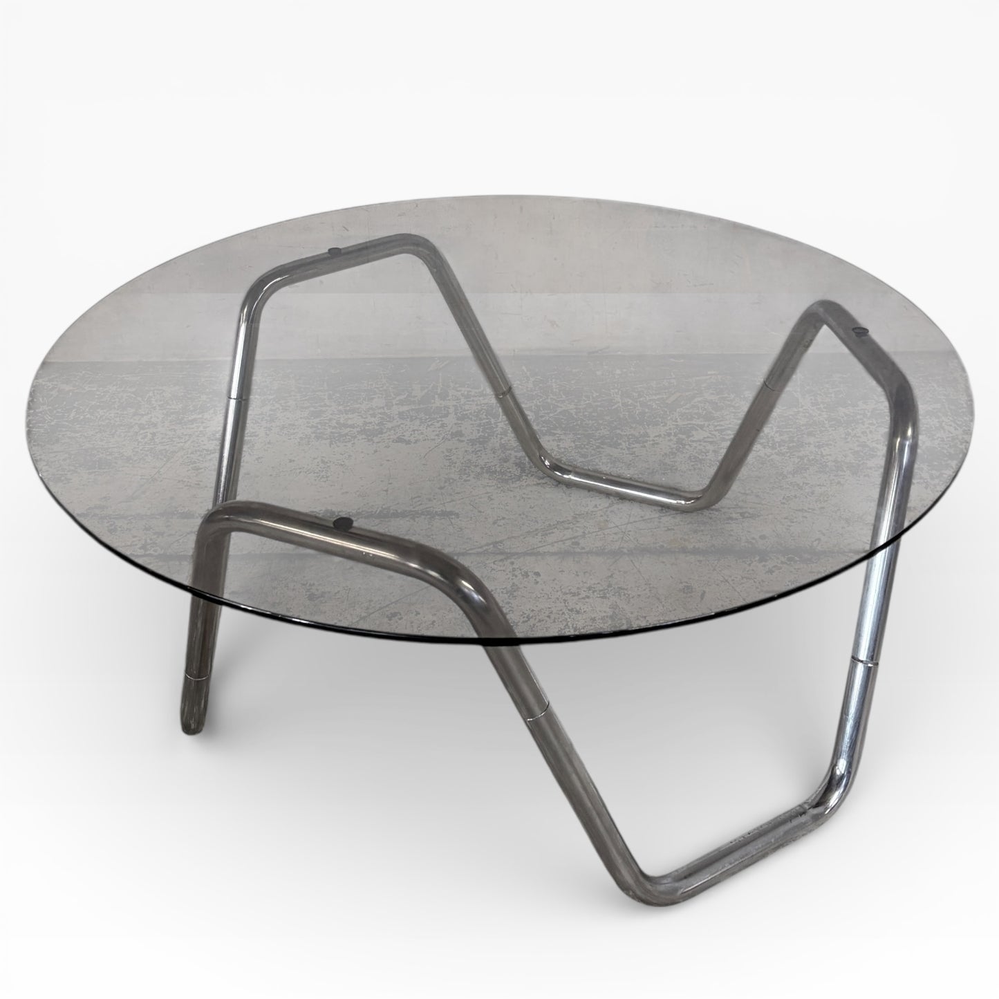 Vintage Italian Smoked Glass & Chrome Coffee Table — view 2