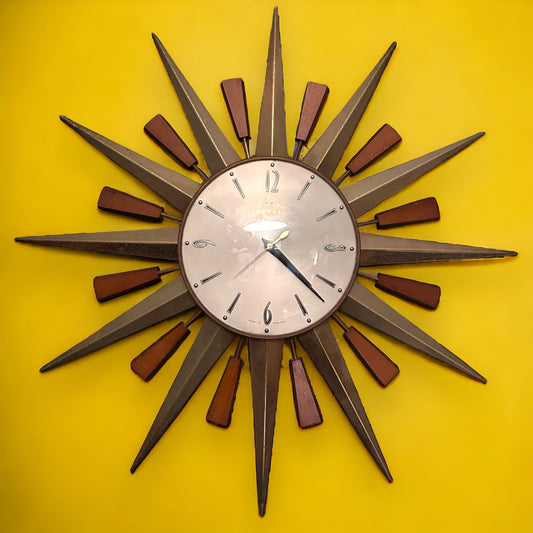 Mid century Metamec sunburst wall clock