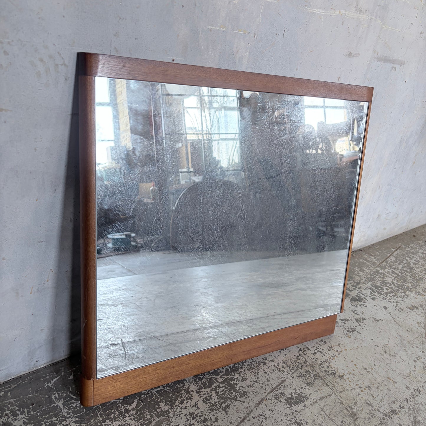 Mid Century Danish Style Teak Square Mirror