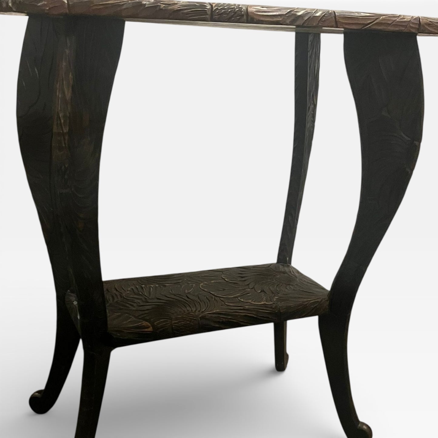 Antique Liberty & Co Japanese Carved Arts & Crafts Side Table / Plant Stand, c.1900 — view 9
