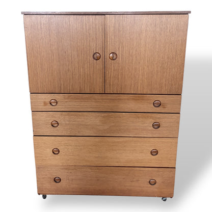 Schreiber Teak Tallboy Cabinet with Drawers – Mid Century