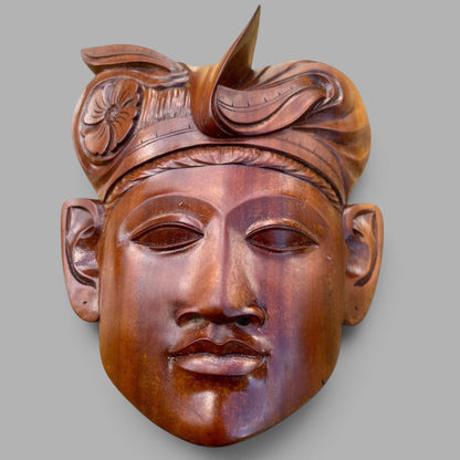 Vintage 1970s Indonesian Hand-Carved Hardwood Wall Mask