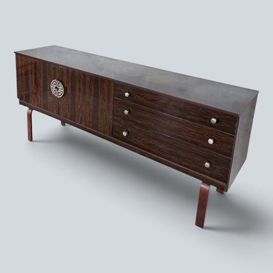 Mid Century Schreiber Rosewood Effect Formica Sideboard Cabinet