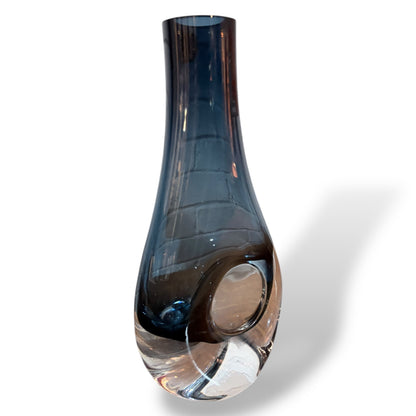 Mid Century Smoky Sklo Art Glass Vase with Circular Cut-Out, c.1970s — view 7