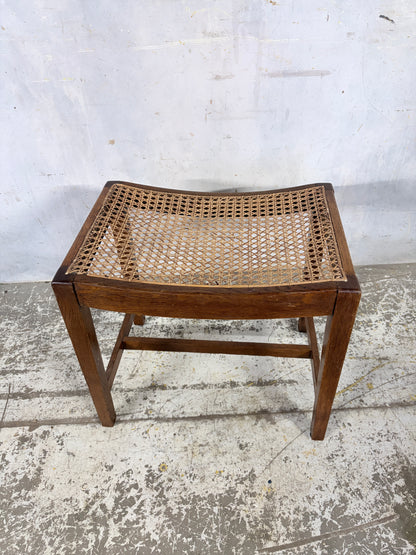 Antique Oak & Rattan Handmade Stool (Yorkshire)