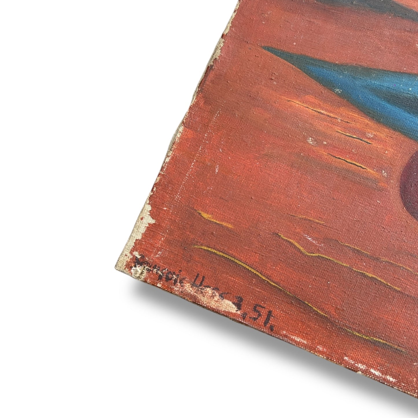 Mid Century Abstract Surrealist Art, Dated 1951, Original Modernist Painting