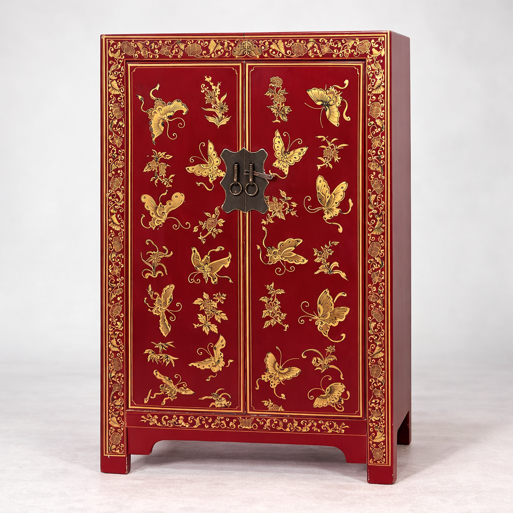 Vintage Oriental Red Lacquer Drinks Cabinet – Chinoiserie