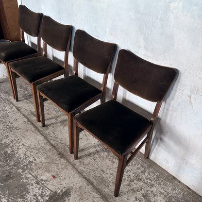Mid Century Set of Four Oak Butterfly Back Dining Chairs