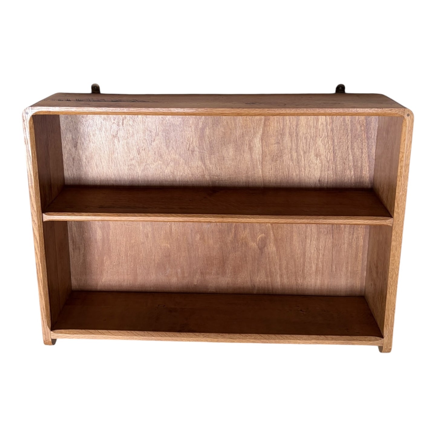 Vintage Tiger Oak & Beech Wall Shelf – Curved Open Display Unit