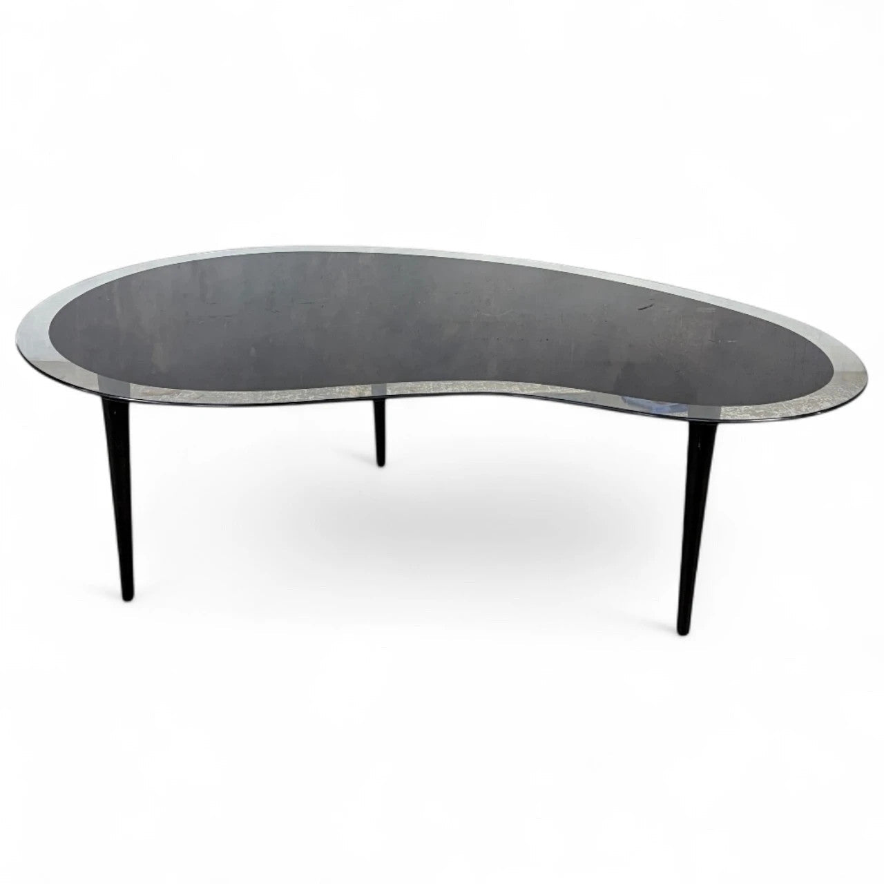 Mid-Century Italian Smoked Glass Kidney Coffee Table