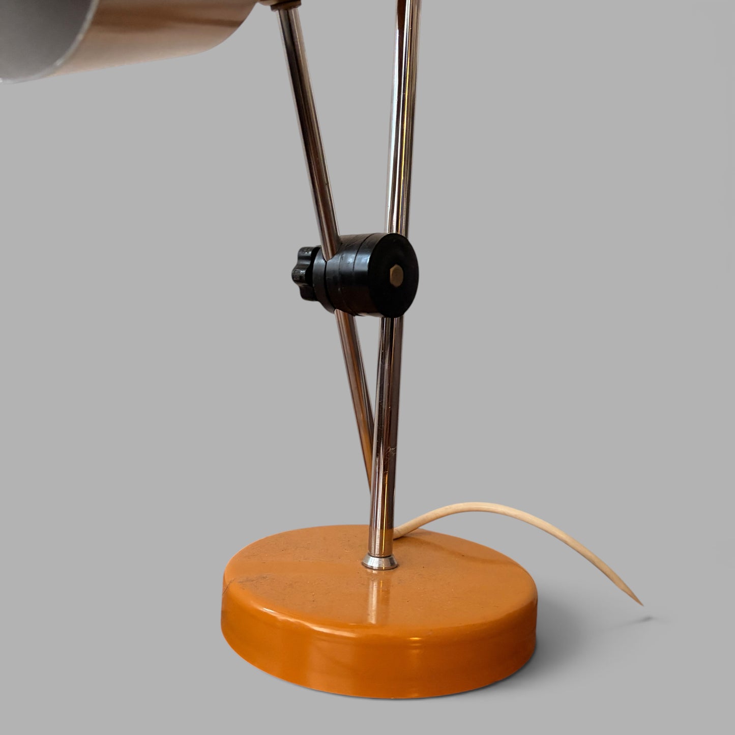 Vintage 1970s Mustard Orange & Chrome Adjustable Table Lamp Space Age