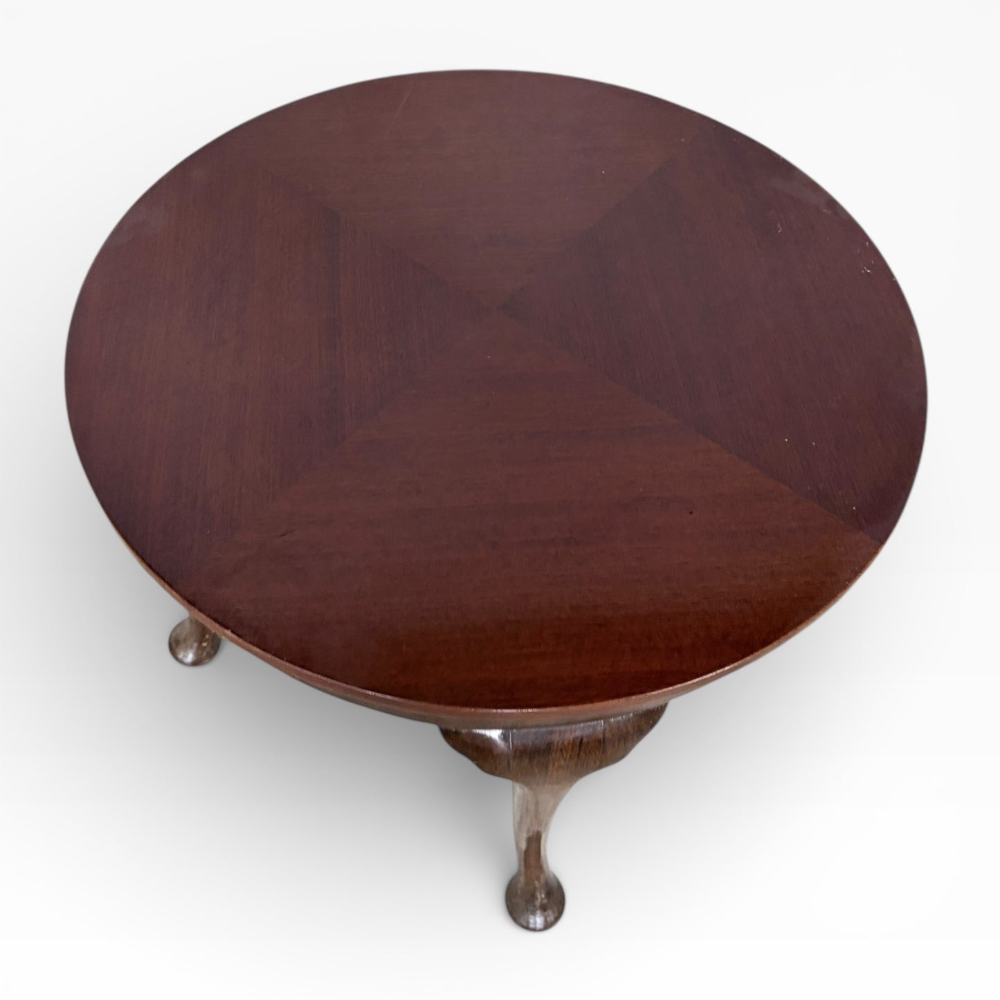 Mahogany Tea Table – Walnut Coffee Table With Marquetry Side Panels, Elegant Legs