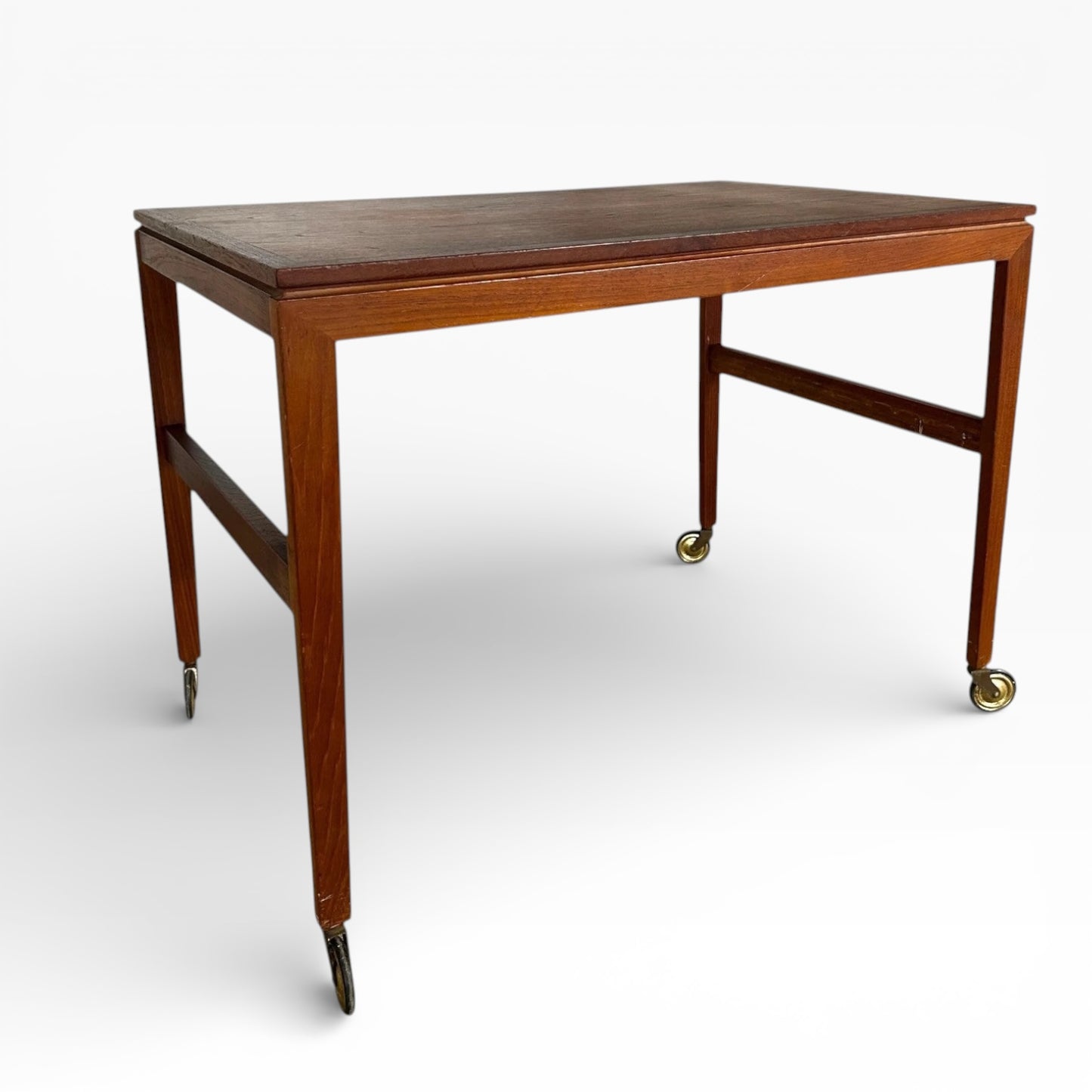 Vintage Teak Trolley | Mid-Century Serving Cart With Original Brass Castors