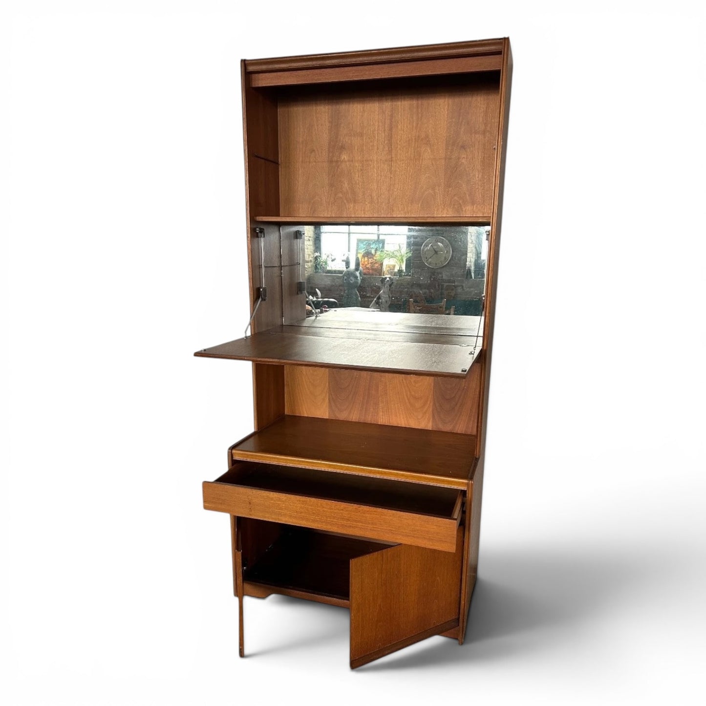 Mid Century William Lawrence Teak Drinks Cabinet Display Unit Bookcase Cocktail Bureau