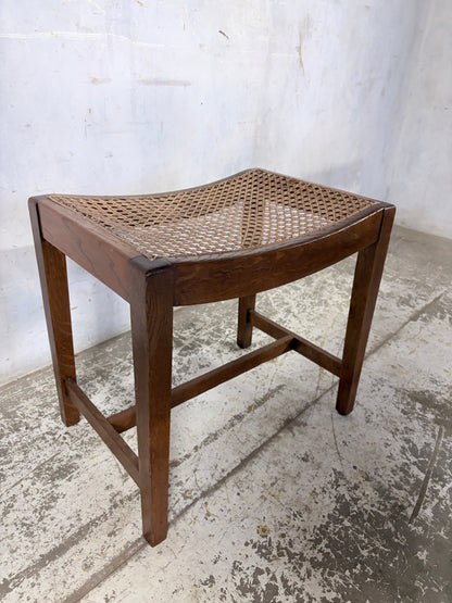 Antique Oak & Rattan Handmade Stool (Yorkshire)