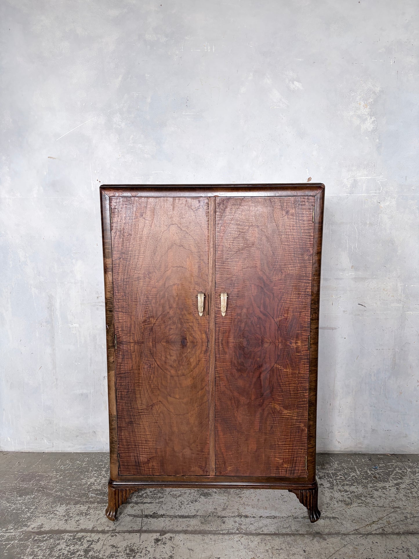 Art Deco Burr Walnut Compact Antique Wardrobe