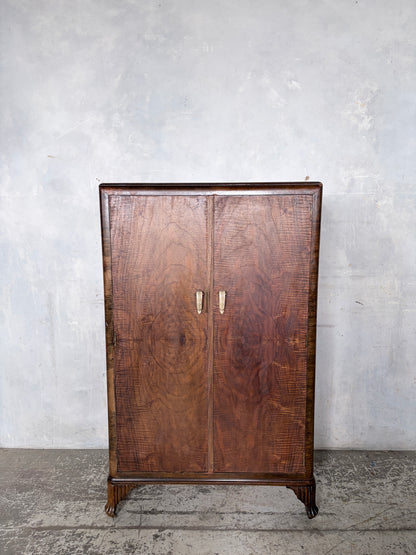Art Deco Burr Walnut Compact Antique Wardrobe