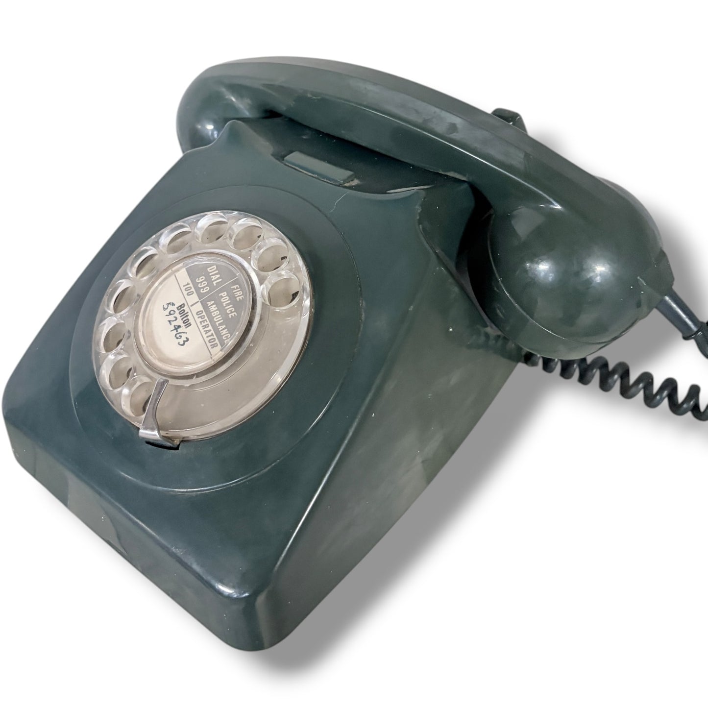 Vintage Rotary Telephone – Blue Bakelite Desk Phone | Mid Century Retro Prop