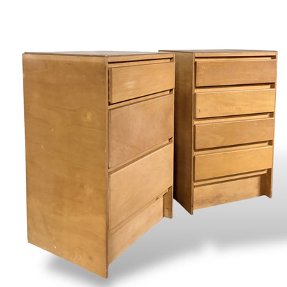 Vintage Charter Furniture Blonde Oak Bedside Cabinets – Mismatched Pair