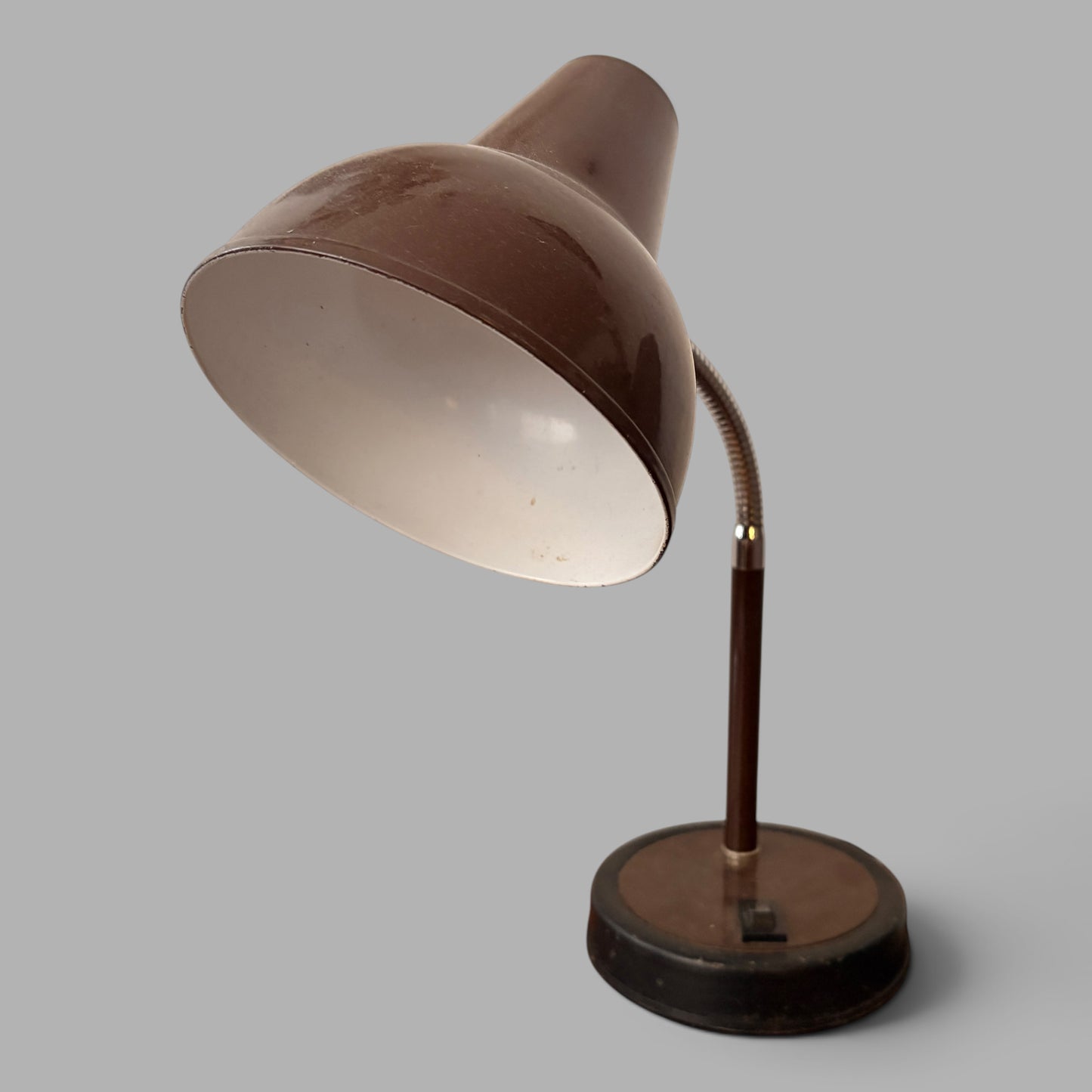 Vintage Italian Mid Century Chocolate Brown Adjustable Table Lamp