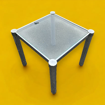mid century chrome and glass side table