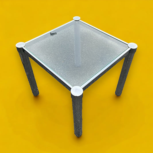 mid century chrome and glass side table