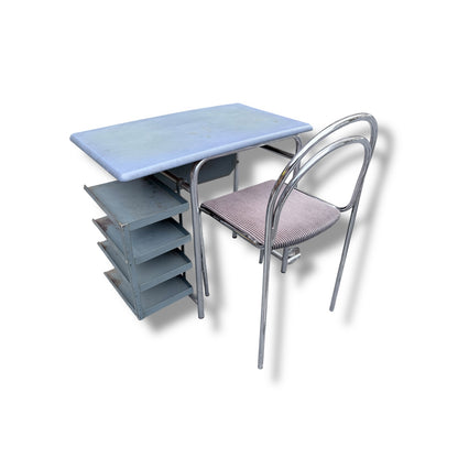 Industrial Chrome Tubular Desk with Matching Chair