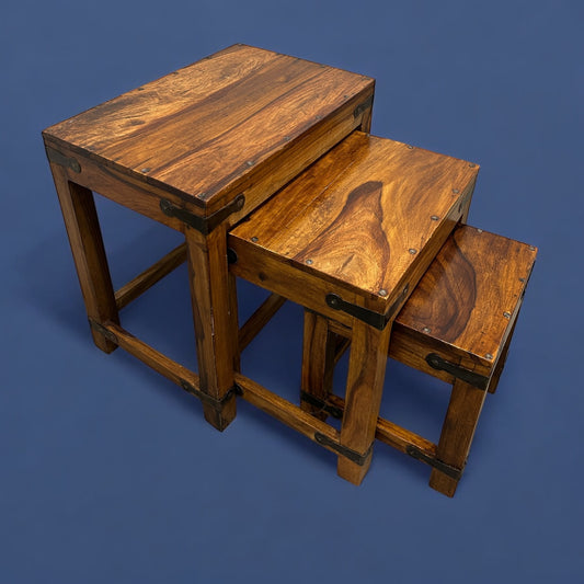 Vintage Indian wood nest of tables