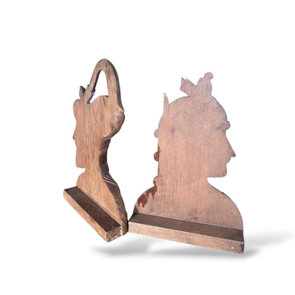 Ottoman Empire Busts - Hand Carved Wooden Sculptures | Mid Century Decor
