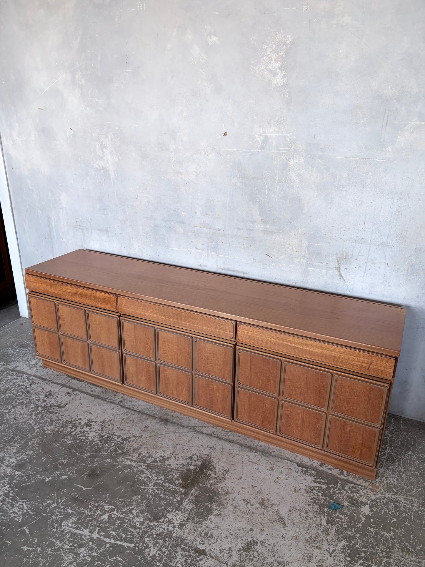 McIntosh Mid Century Teak Sideboard – Panel Front Long Low Cabinet