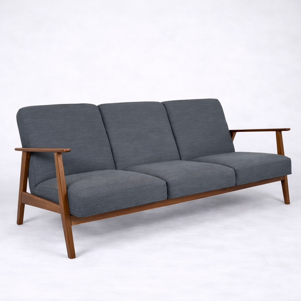 Vintage 1990s IKEA Teak Three-Seater Sofa – Scandinavian Lounge Sofa