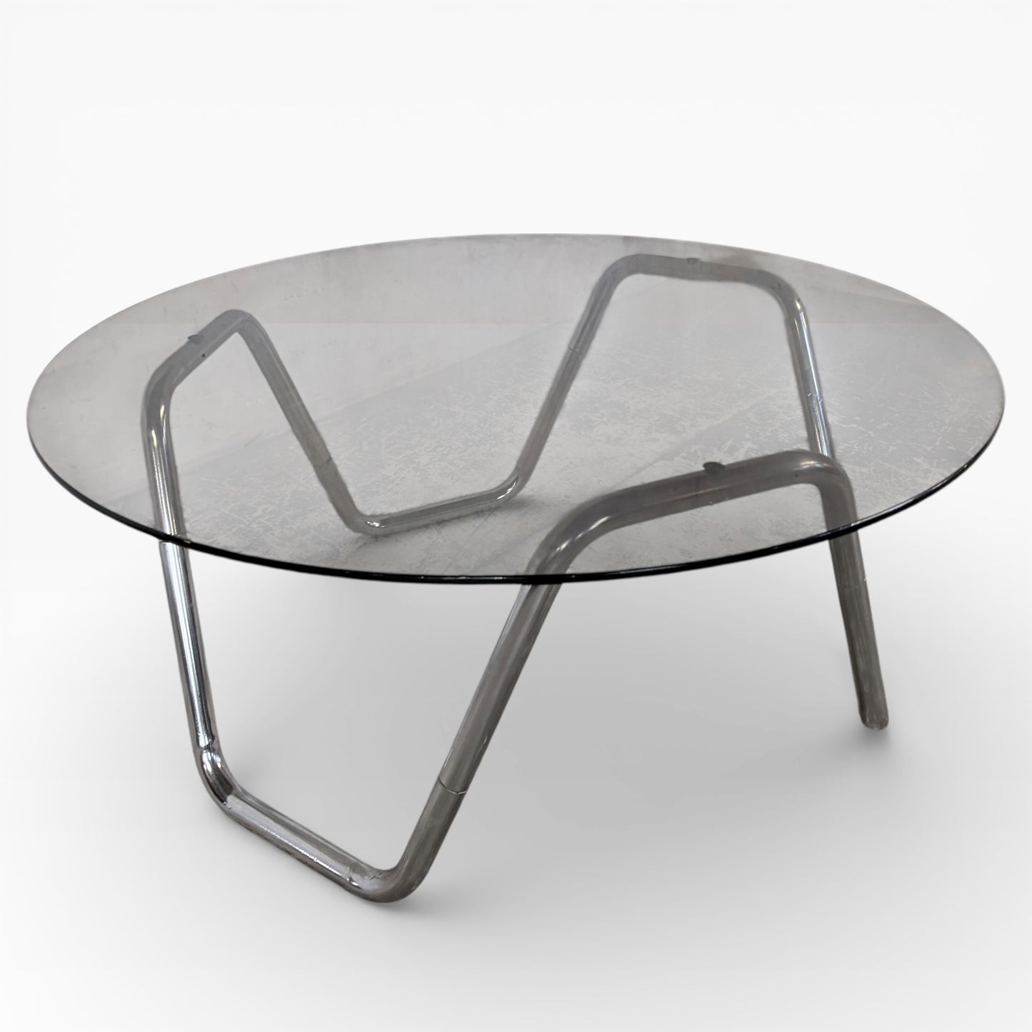 Vintage Italian Smoked Glass & Chrome Coffee Table — view 4