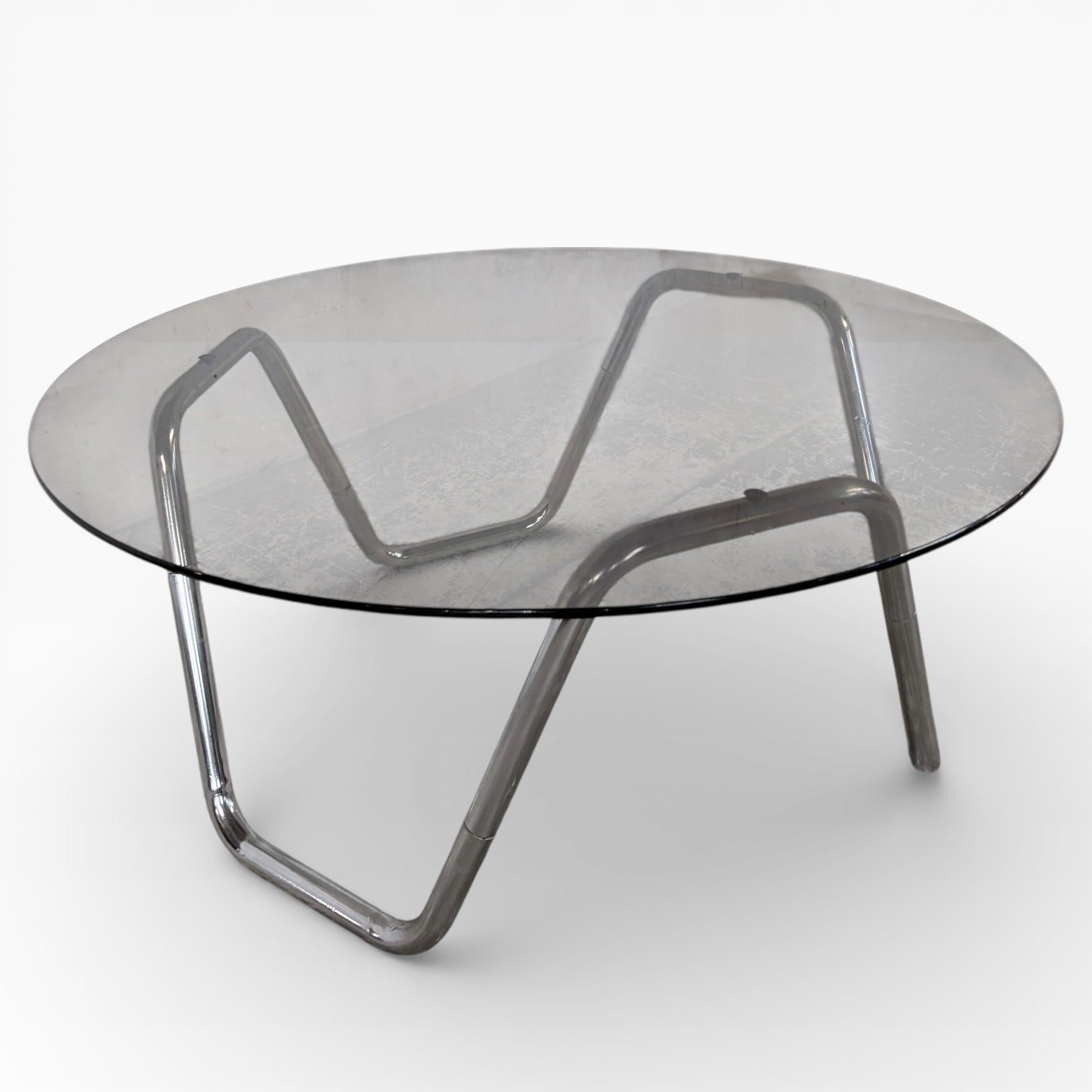 Vintage Italian Smoked Glass & Chrome Coffee Table — view 4