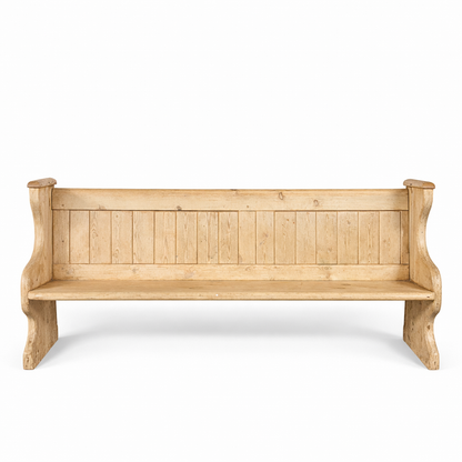 Antique Pine Church Pew – Rustic Farmhouse Bench With Classic Pew Ends & Comfortable Seating