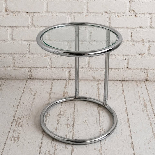Italian Chrome & Glass Side Table Vintage Space Age