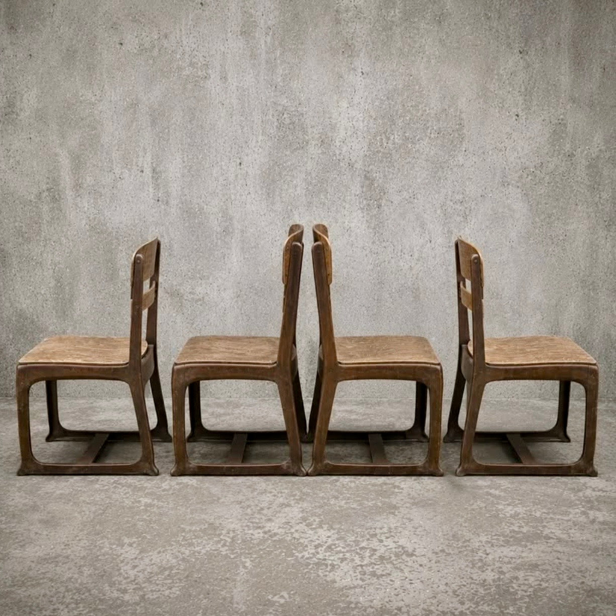 Mid Century Ercol Blonde Elm & Beech Compact Dining Table & Four Industrial Bentwood Dining Chairs