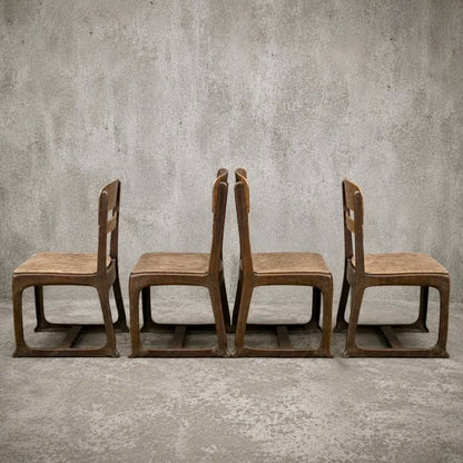 Mid Century Ercol Blonde Elm & Beech Compact Dining Table & Four Industrial Bentwood Dining Chairs