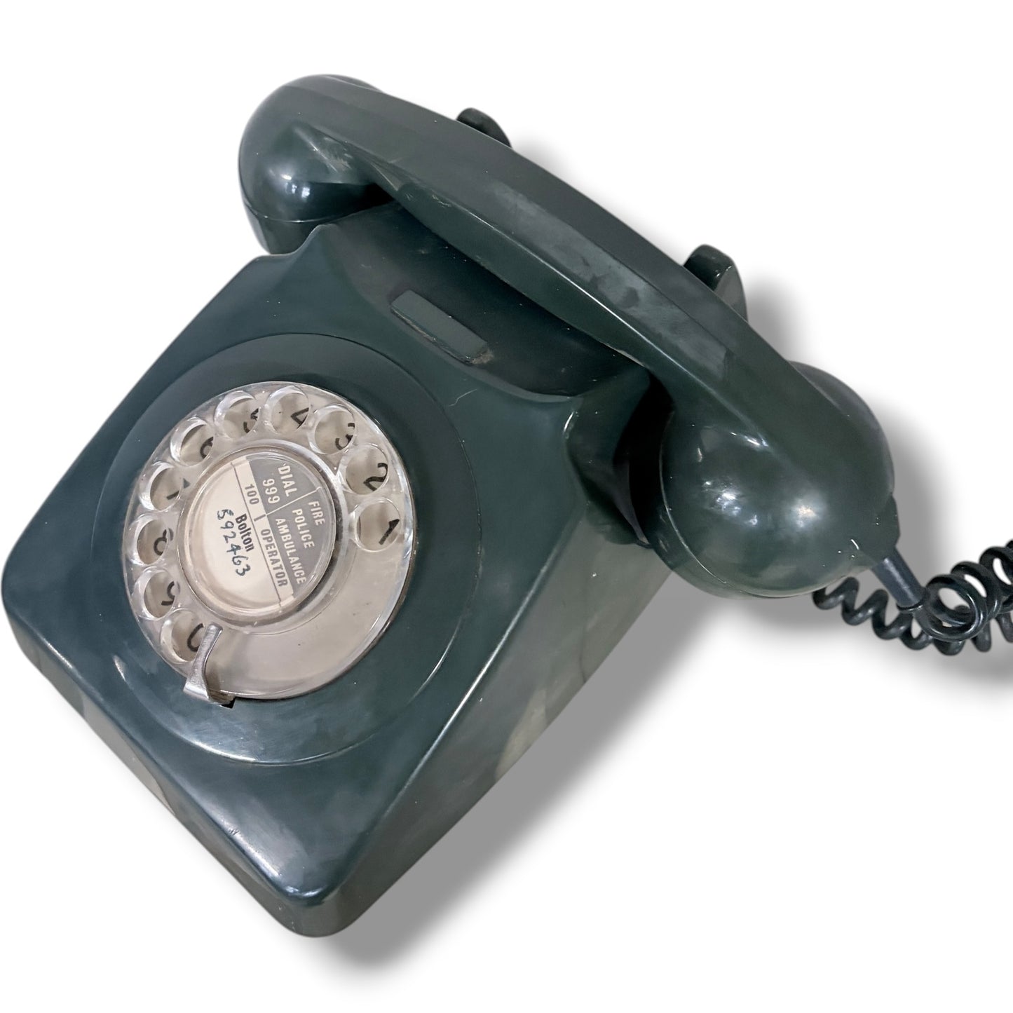 Vintage Rotary Telephone – Blue Bakelite Desk Phone | Mid Century Retro Prop