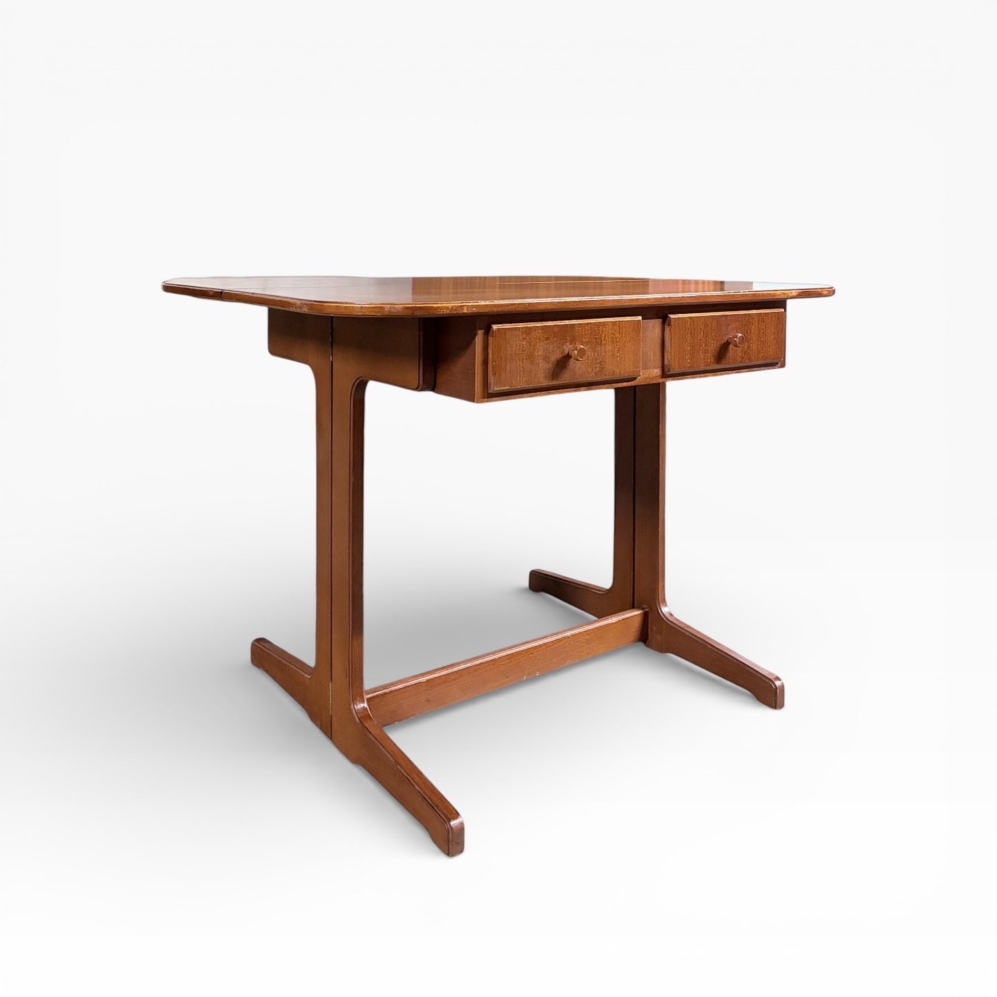 Danish Teak & Oak Drop Leaf Dining Table Desk