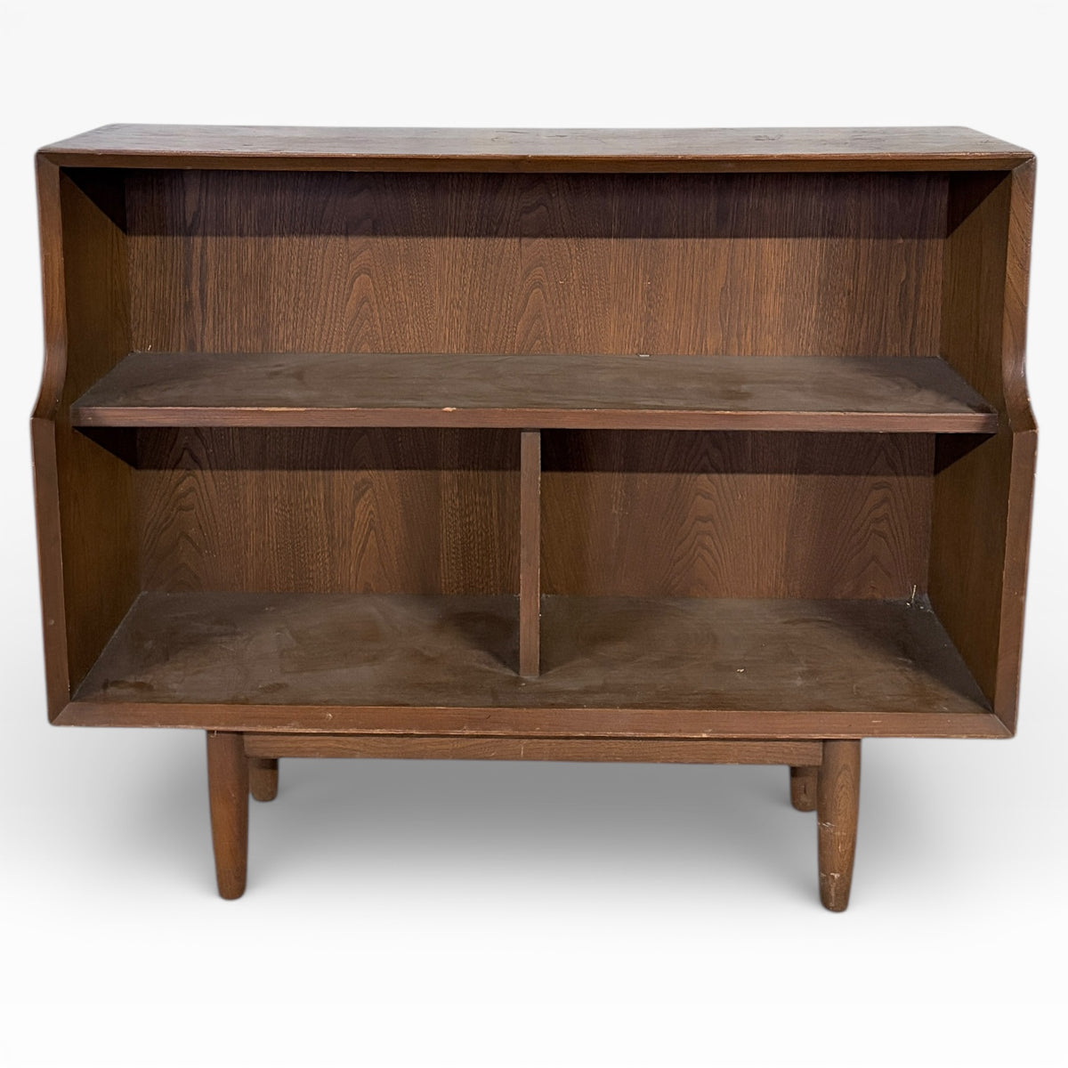 Oak Veneered Bookcase - Mid Century Small Display Shelf | Compact Storage Unit