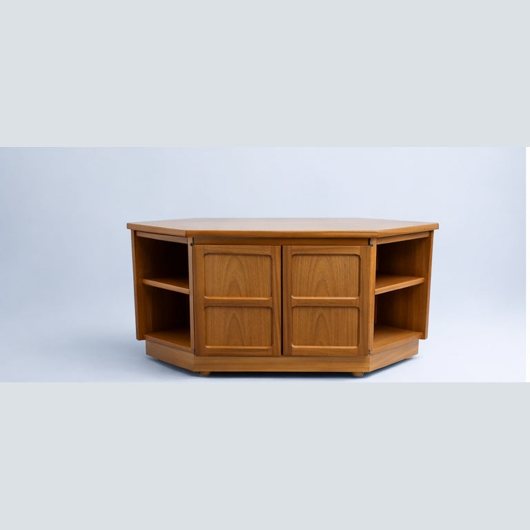 Mid Century Nathan Teak Compact Media Unit / Corner TV Cabinet