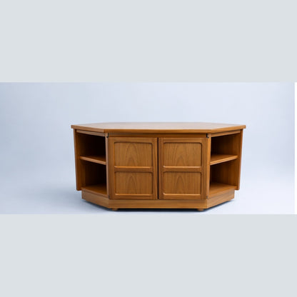 Mid Century Nathan Teak Compact Media Unit / Corner TV Cabinet