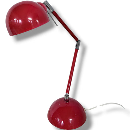 Vintage Desk Lamp - Adjustable Red Mid Century Modern Task Light with Chrome Joints