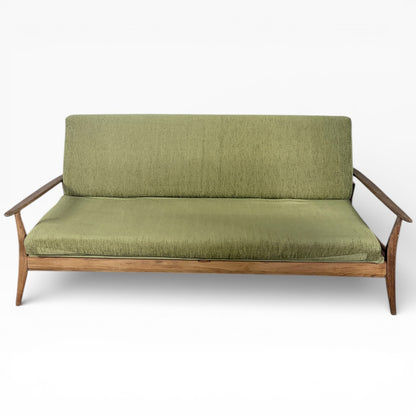 Mid Century Sofa Daybed | Three Seater Convertible Sofa Bed With Solid Wood Frame