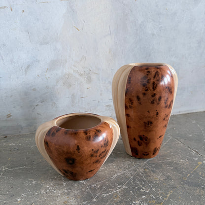 Pair of Art Deco Walnut Burl Effect Ceramic Vases