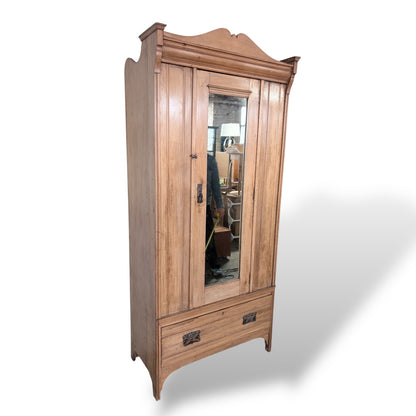 Antique Pine Single Door Wardrobe – Mirrored