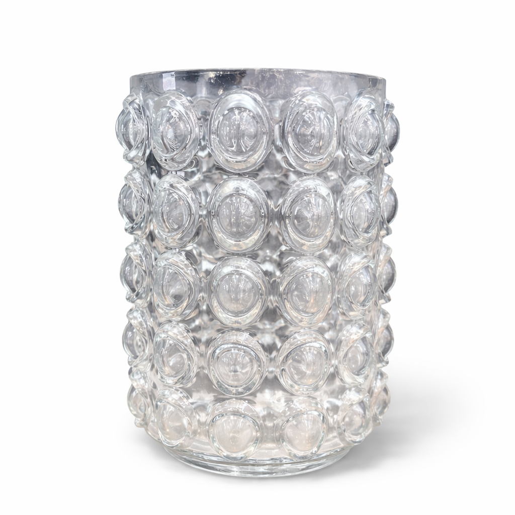 Mid Century Bubble Glass Vase – Vintage Textured Art Glass